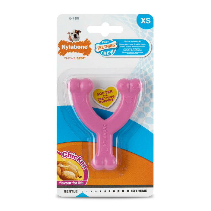Dog chewing toy Nylabone WISHBONE Pink Chicken XS