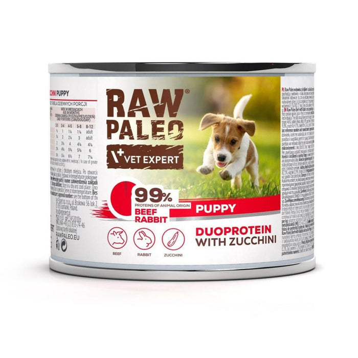 Wet food VETEXPERT RAW PALEO Duoprotein Beef & Rabbit Puppy Beef 200 g