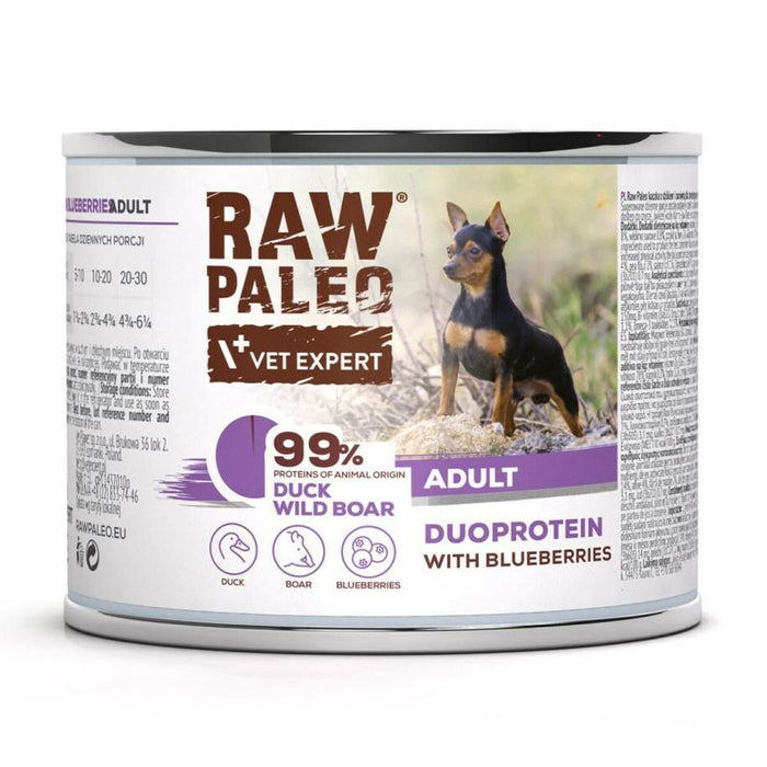 Wet food VETEXPERT RAW PALEO Duoprotein Duck & Boar Adult 200 g