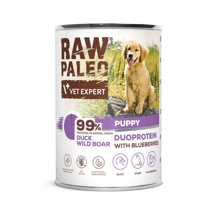 Wet food VETEXPERT RAW PALEO Duoprotein Duck & Boar Puppy 400 g