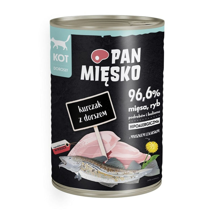 Cat food PAN MIĘSKO Mr. Meat Chicken con bacalao Chicken 400 g