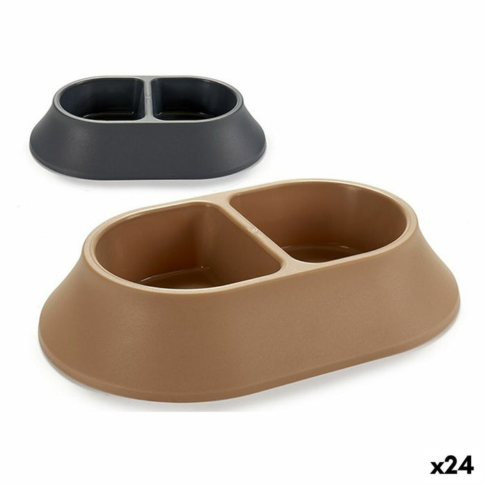 Pet feeding dish Mascow 1270 1270 Brown Black Plastic 34,5 x 7 x 22,5 cm (24 Units)